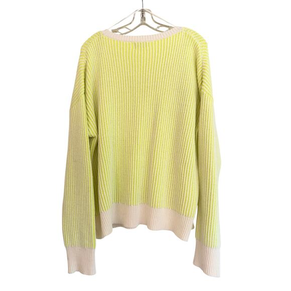 Evereve Riana Striped Yellow And White V Neck Knit Long Sleeve Sweater - Picture 6 of 6